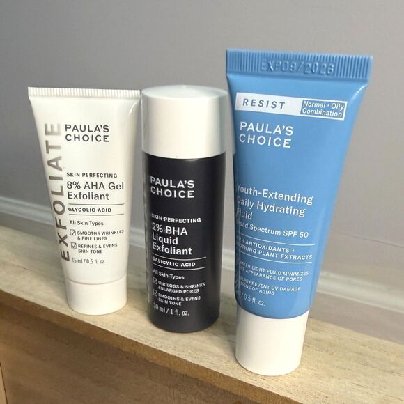 NEW Paula's Choice Mini Bundle SKIN PERFECT 8% AHA Gel 2% BHA Liquid RESIST SPF - Picture 3 of 4
